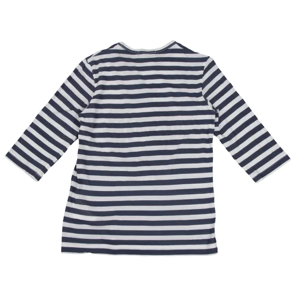 tricot COMME des GARCONS Front Flocked Print Striped 3/4 Sleeve Top K-168128_011