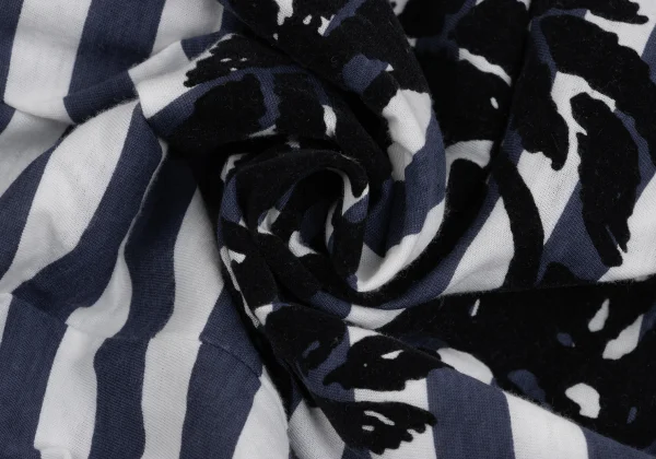 tricot COMME des GARCONS Front Flocked Print Striped 3/4 Sleeve Top K-168128_013