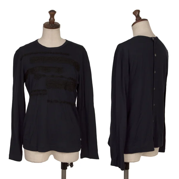 tricot COMME des GARCONS Cotton Front Embroidery Back Open Top Navy,Black S-M K-168130_001