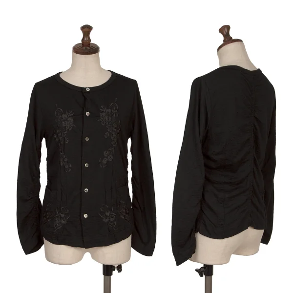 tricot COMME des GARCONS Wool Front Floral Embroidery Cardigan Black S-M K-168131_001