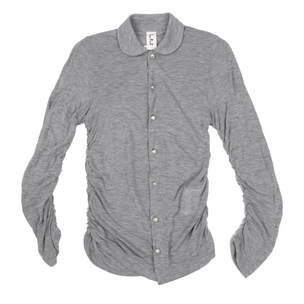 tao COMME des GARCONS Rayon Silk Side Shirred Round-collar Shirt K-168133_002