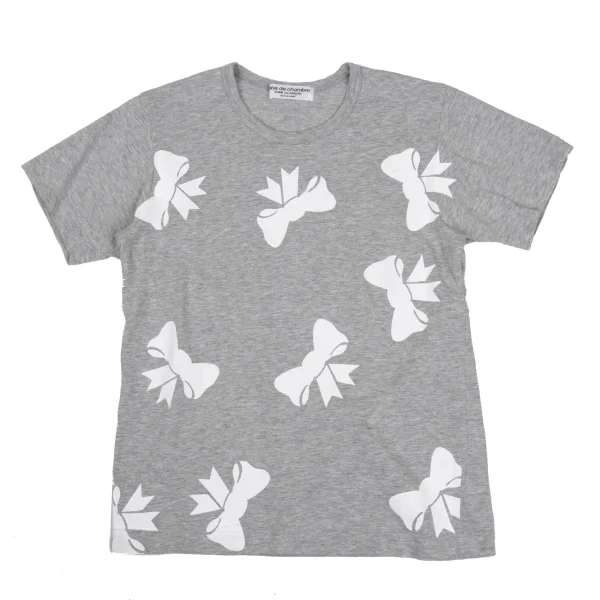 robe de chambre COMME des GARCONS Front Ribbon Print T-shirt Grey,White S-M K-168134_001
