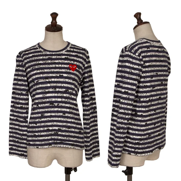PLAY COMME des GARCONS×Matt Groening Printed Stripe T Shirt Navy,White M K-168136_001