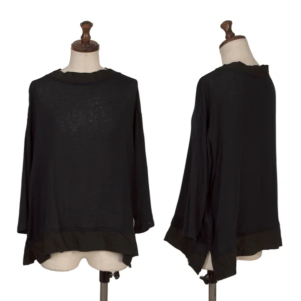 Y's for living Material Switching 3/4 Sleeve Knit Top Navy S-M K-168142_001