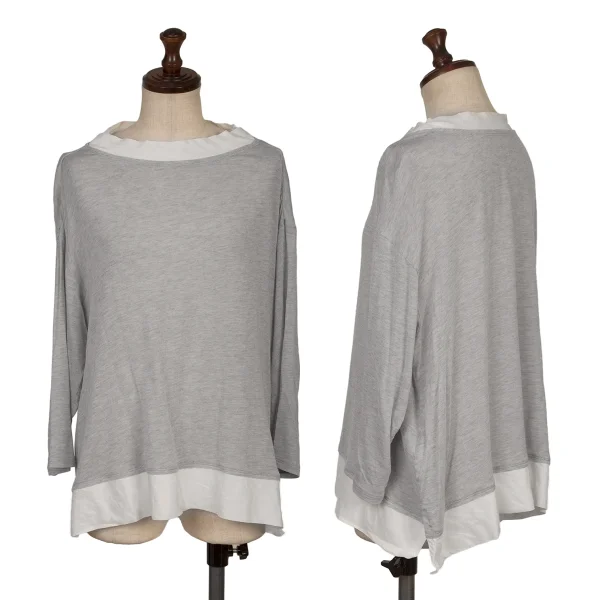 Y's for living Material Switching 3/4 Sleeve Knit Top Grey S-M K-168143_001