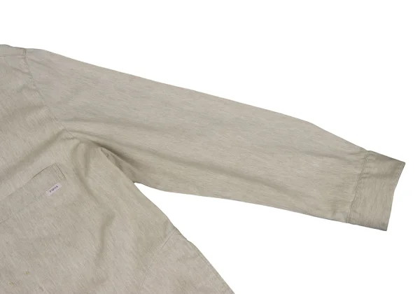 Papas Linen Blend Cotton Stand Collar Shirt Jacket K-168148_010