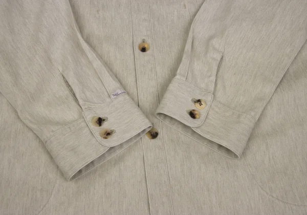 Papas Linen Blend Cotton Stand Collar Shirt Jacket K-168148_011