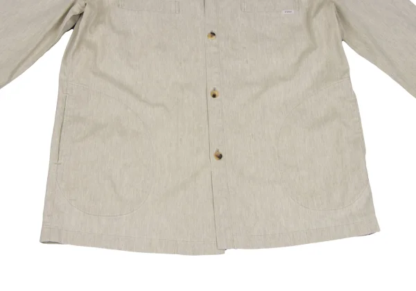 Papas Linen Blend Cotton Stand Collar Shirt Jacket K-168148_014