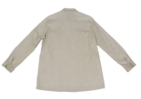 Papas Linen Blend Cotton Stand Collar Shirt Jacket K-168148_017