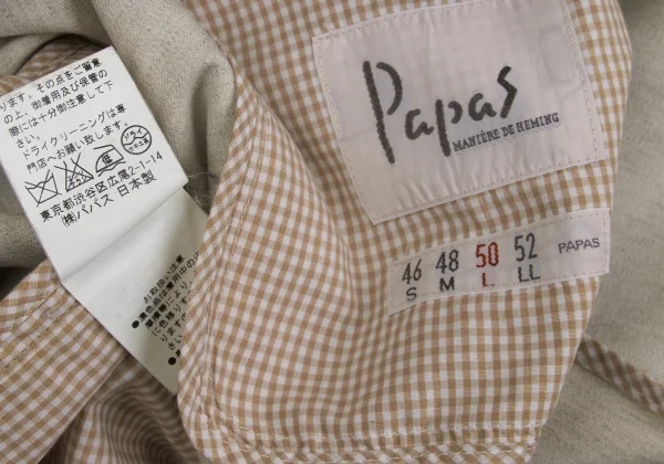 Papas Linen Blend Cotton Stand Collar Shirt Jacket K-168148_019