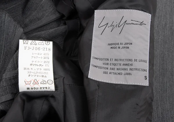 Yohji Yamamoto FEMME Pinstripe Design Shoulder Jacket K-168151_020