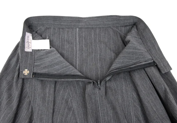 Yohji Yamamoto FEMME Rayon Blend Stretch Pinstripe Skirt K-168152_014