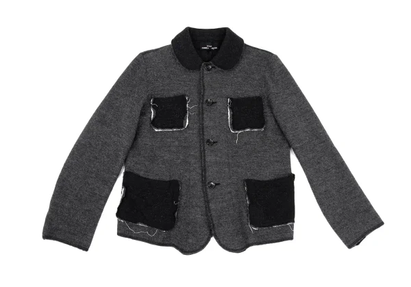 tricot COMME des GARCONS Cut Off Double-faced Round Collar Jacket K-168155_002