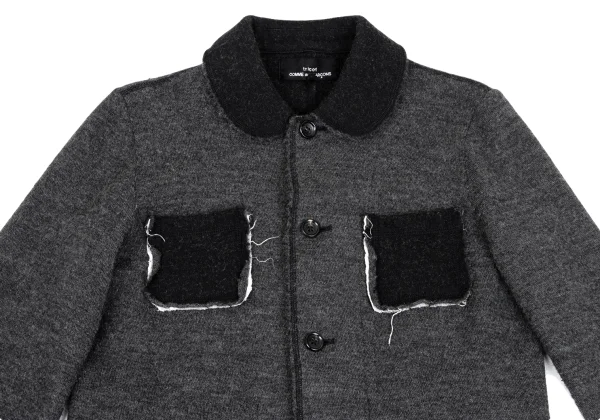 tricot COMME des GARCONS Cut Off Double-faced Round Collar Jacket K-168155_003