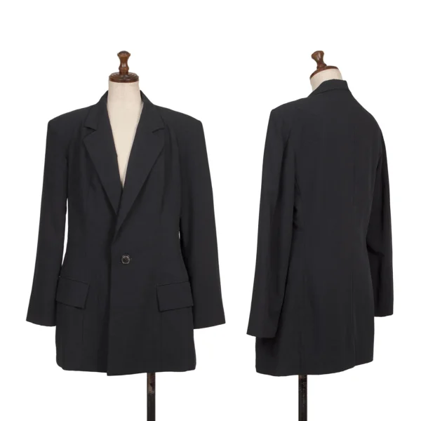 Yohji Yamamoto FEMME Wool Blend Switching Jacket Navy M K-168156_001