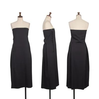 Yohji Yamamoto FEMME Wool Gabardine Side Hook Tube Top Skirt