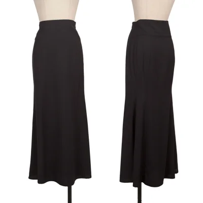 Yohji Yamamoto FEMME Wool Gabardine Flared Long Skirt