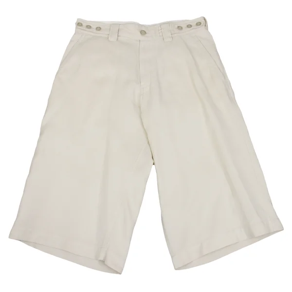 Yohji Yamamoto POUR HOMME Cotton Linen Wide Shorts Ivory 3 K-168161_001