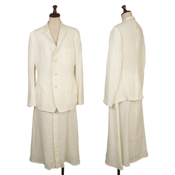 Yohji Yamamoto FEMME Silk Snap Design Jacket & Skirt Ivory XS S K-168165_001