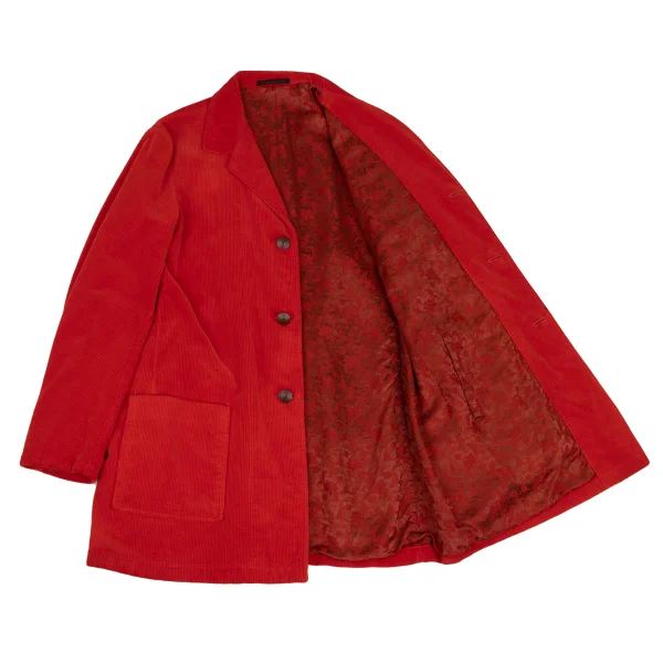 Yohji Yamamoto POUR HOMME Botanical Jacquard Dyed Corduroy Reversible Jacket Red 3 K-168166_001