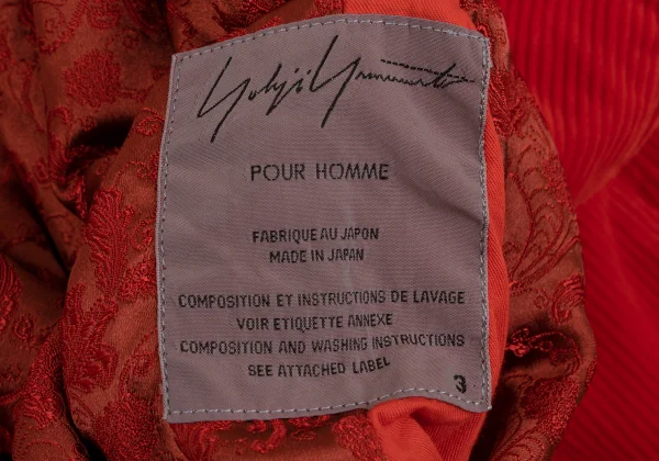 Yohji Yamamoto POUR HOMME Botanical Jacquard Dyed Corduroy Reversible Jacket K-168166_019