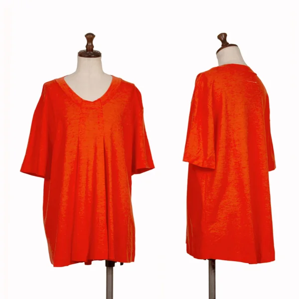 MM6 Maison Martin Margiela Rayon Blend Front Darts Stretch T-shirt Orange L K-168168_001