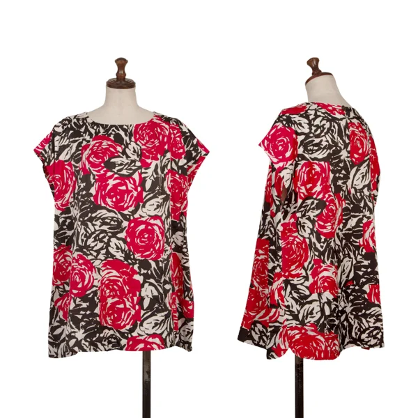 Y's for living Rose Printed Sleeveless Blouse Black,Red,White 2 K-168179_001