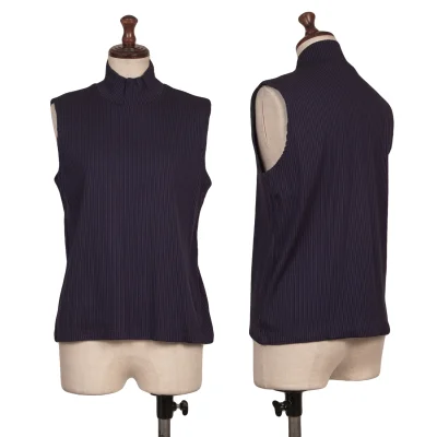 ISSEY MIYAKE Rib Turtleneck Sleeveless Top