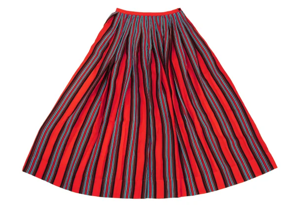 ISSEY MIYAKE Multi Stripe Print Tuck Skirt K-168185_002