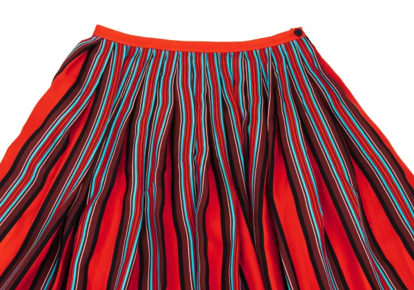 ISSEY MIYAKE Multi Stripe Print Tuck Skirt K-168185_003