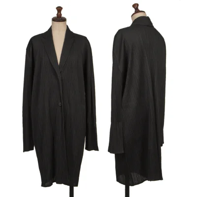 PLEATS PLEASE Poly Cotton Peak Lapel Pleated Jacket