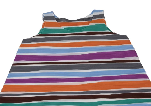 PLEATS PLEASE Colorful Stripe Pleated Sleeveless Flared Dress K-168194_003