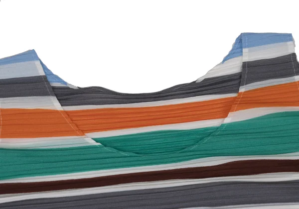 PLEATS PLEASE Colorful Stripe Pleated Sleeveless Flared Dress K-168194_004