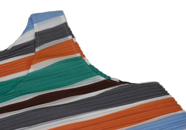 PLEATS PLEASE Colorful Stripe Pleated Sleeveless Flared Dress K-168194_005