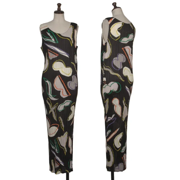 PLEATS PLEASE Print Sleeveless Pleated Dress Black,Multi-Color 5 K-168195_001
