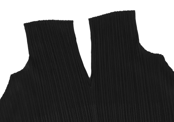 PLEATS PLEASE Foil Print V Neck Sleeveless Flare Pleated Dress K-168197_003