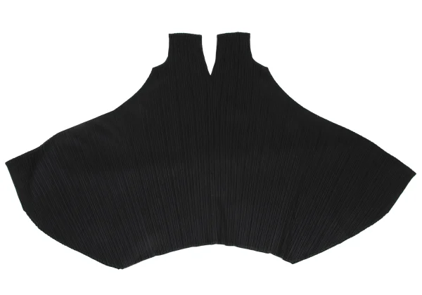 PLEATS PLEASE Foil Print V Neck Sleeveless Flare Pleated Dress K-168197_007