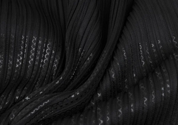 PLEATS PLEASE Foil Print V Neck Sleeveless Flare Pleated Dress K-168197_008