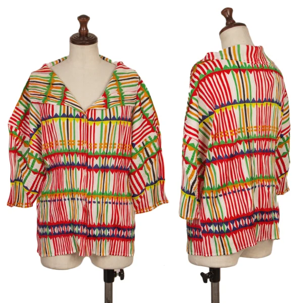 プリーツプリーズPLEATS PLEASE ジオメトリックストライププリーツブラウス マルチ3