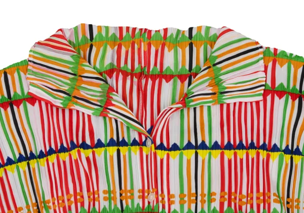 PLEATS PLEASE Geometric Stripe Pleated Blouse K-168199_003