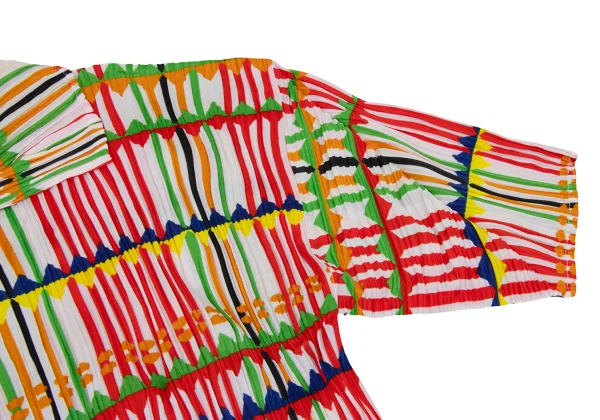 PLEATS PLEASE Geometric Stripe Pleated Blouse K-168199_005