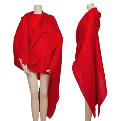 Shiny Pleated Poncho Stole