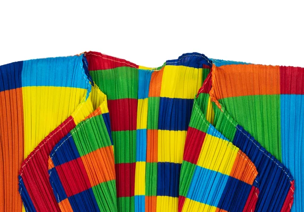 PLEATS PLEASE Colorful Panel Print Layered Pleated Cardigan K-168202_004