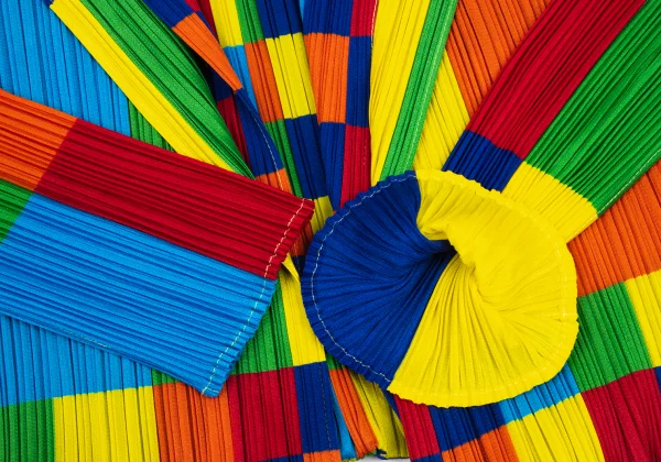 PLEATS PLEASE Colorful Panel Print Layered Pleated Cardigan K-168202_006