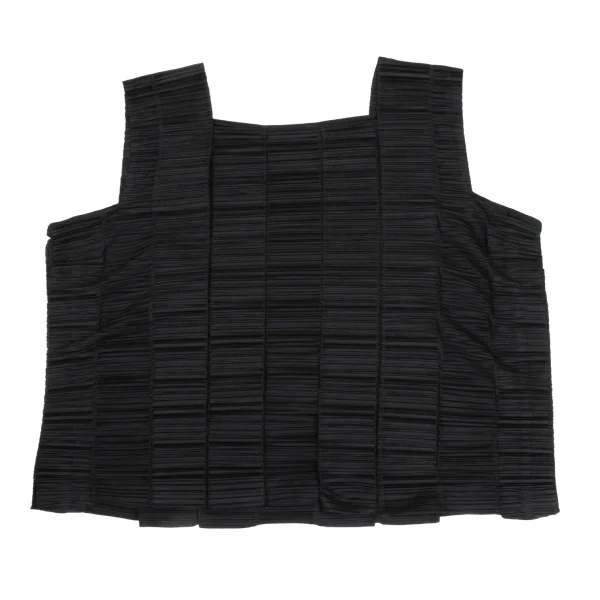 PLEATS PLEASE Pleated Tuck Design Square Neck Sleeveless Top K-168204_002