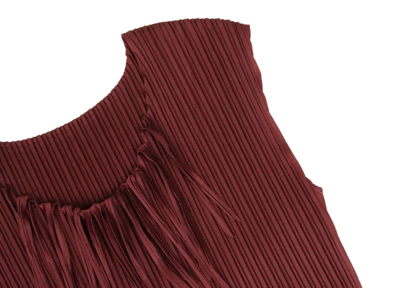 PLEATS PLEASE Fringe Neck Design Pleated Sleeveless Top K-168206_006