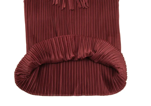 PLEATS PLEASE Fringe Neck Design Pleated Sleeveless Top K-168206_008