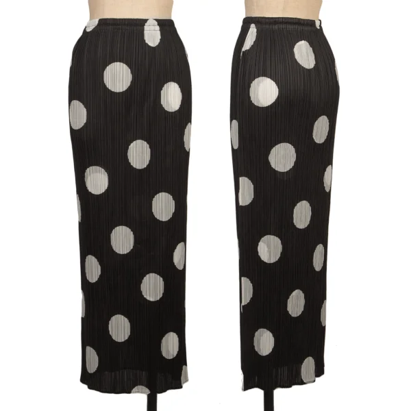 プリーツプリーズPLEATS PLEASE ドットプリントプリーツスカート 黒オフ3