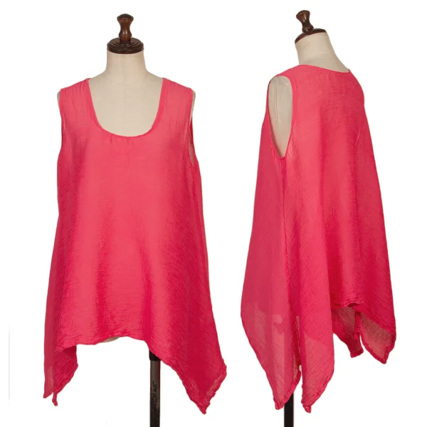 イッセイミヤケ ミーISSEY MIYAKE me クレーププリーツノースリーブフレアブラウス ピンクF