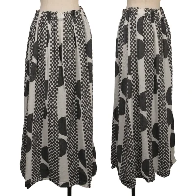 ISSEY MIYAKE me Cotton Blend Wrinkled Dot Checker Print Skirt
